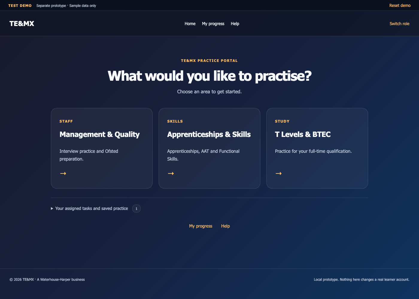 Dark option: navy background and orange accents